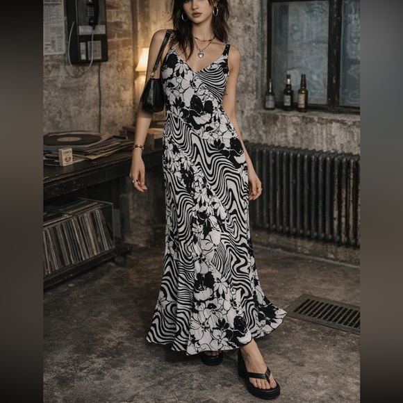 Benjamin A vintage 90sblack and white dress - size 4